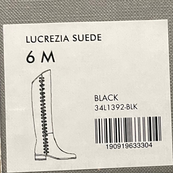 $895 AQUATALIA 6 Lucrezia Black Suede Grommet Tall Knee High OTK Boots - Picture 8 of 9